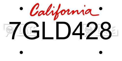 7GLD428 California License Plate