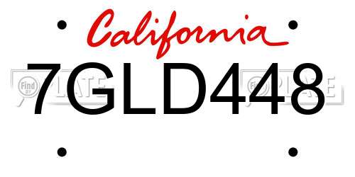 7GLD448 California License Plate