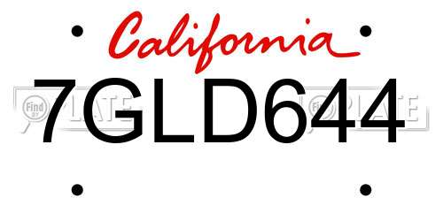 7GLD644 California License Plate