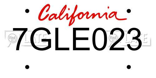 7GLE023 California License Plate