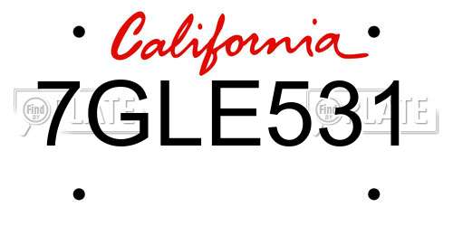 7GLE531 California License Plate