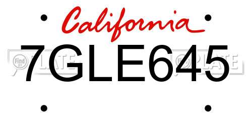 7GLE645 California License Plate