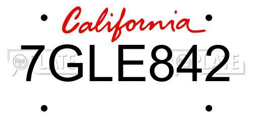 7GLE842 California License Plate