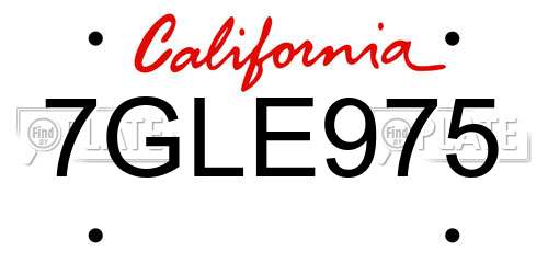 7GLE975 California License Plate