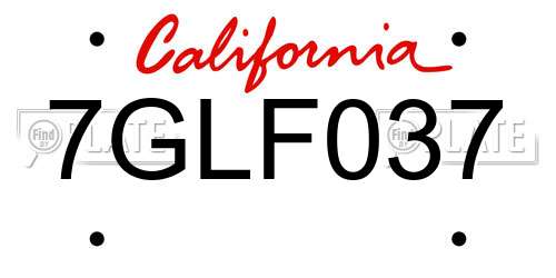 7GLF037 California License Plate