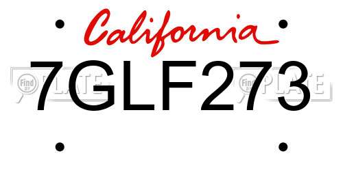 7GLF273 California License Plate