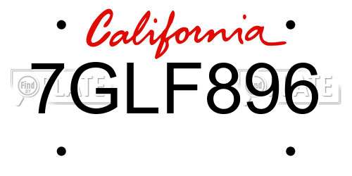 7GLF896 California License Plate
