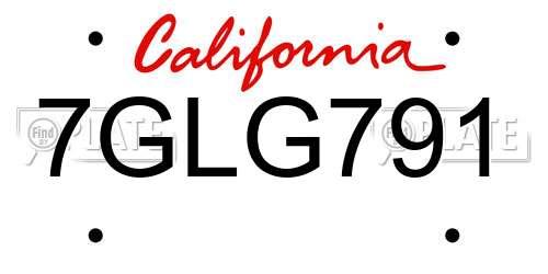 7GLG791 California License Plate