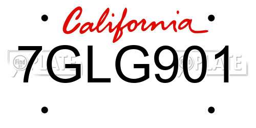 7GLG901 California License Plate