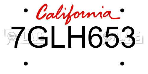 7GLH653 California License Plate