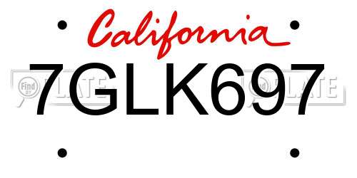 7GLK697 California License Plate