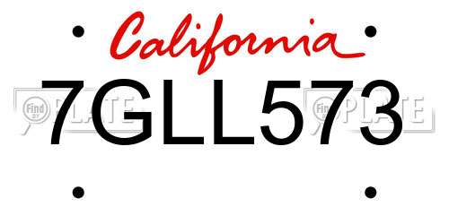 7GLL573 California License Plate
