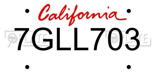 7GLL703 California License Plate