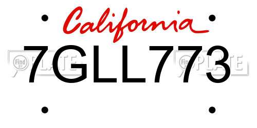 7GLL773 California License Plate