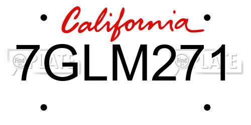 7GLM271 California License Plate