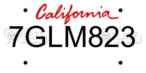7GLM823 California License Plate