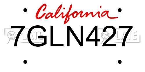 7GLN427 California License Plate