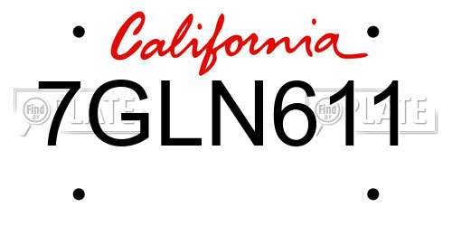 7GLN611 California License Plate