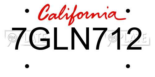 7GLN712 California License Plate
