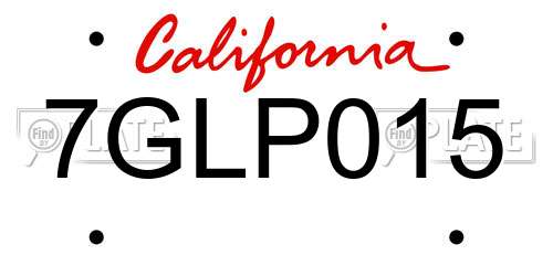 7GLP015 California License Plate