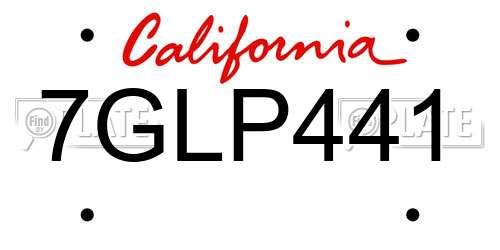 7GLP441 California License Plate