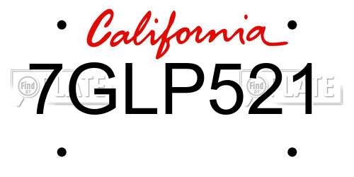 7GLP521 California License Plate
