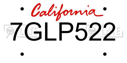 7GLP522 California License Plate