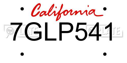 7GLP541 California License Plate