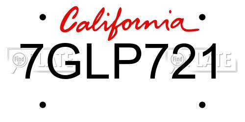 7GLP721 California License Plate