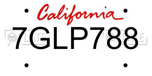 7GLP788 California License Plate