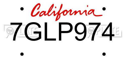 7GLP974 California License Plate