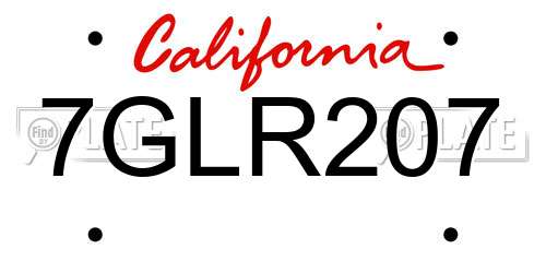 7GLR207 California License Plate