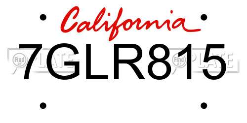 7GLR815 California License Plate