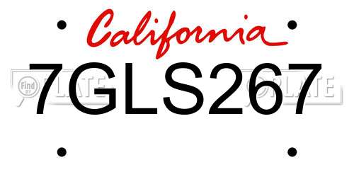 7GLS267 California License Plate