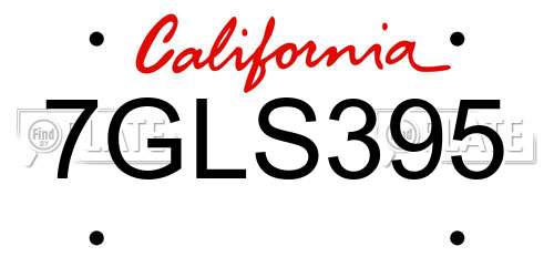 7GLS395 California License Plate