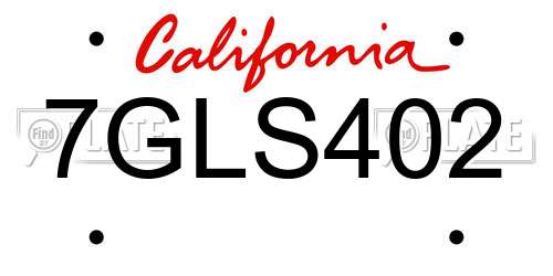 7GLS402 California License Plate