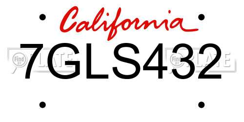 7GLS432 California License Plate