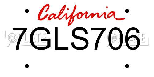 7GLS706 California License Plate