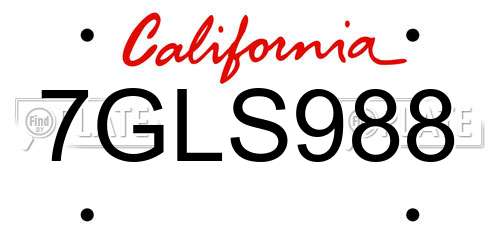 7GLS988 California License Plate