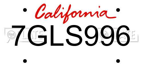 7GLS996 California License Plate