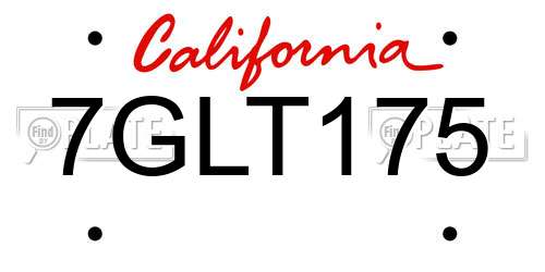 7GLT175 California License Plate