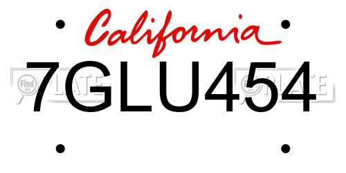 7GLU454 California License Plate