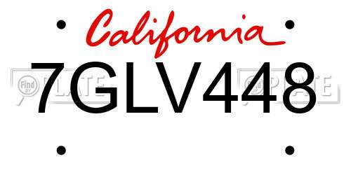 7GLV448 California License Plate