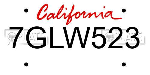 7GLW523 California License Plate