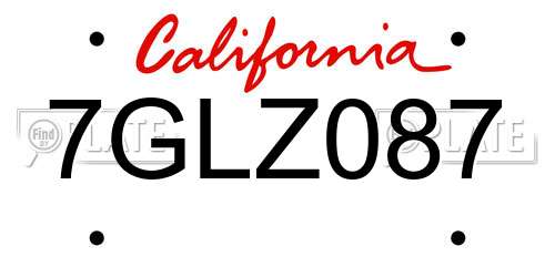 7GLZ087 California License Plate