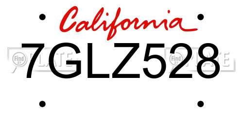 7GLZ528 California License Plate