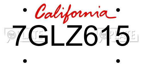 7GLZ615 California License Plate