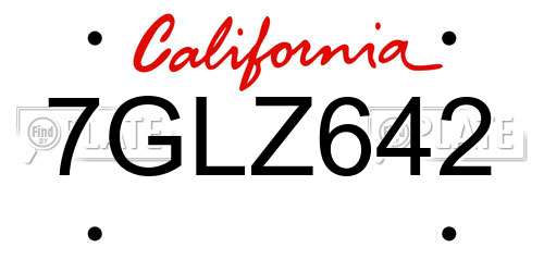 7GLZ642 California License Plate