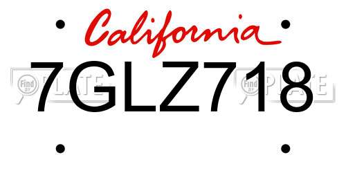 7GLZ718 California License Plate