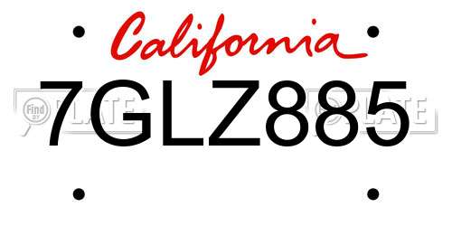 7GLZ885 California License Plate